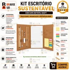 Kit Escritório Sustentável com Capa em Papel Kraft – Completo para Anotações e Organização Bloco de Notas Agenda
