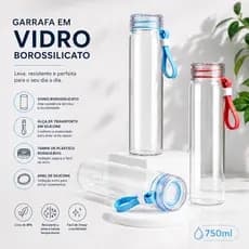 Garrafas de Vidro Alça em Silicone Água Bem Estar Esporte