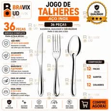 Jogo de Talheres 36pç Aço Inox 100% Garfo Faca e Colher de Mesa QUALIDADE SOFISTICADO