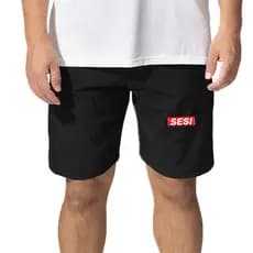 Bermuda Sesi Adulto Helanca Uniforme Escolar Preto