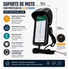 Novo Suporte Impermeável Universal Street Para Moto Com Entrada Usb e Proteção Contra Sol e Chuva