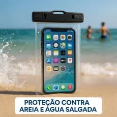 Capa Celular Bolsa Case A Prova D'água Transparente Universal Praia Piscina Viajar Chuva Cor Preto.