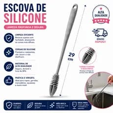 Escova para Garrafas Copos e Mamadeiras Multiuso de Silicone com Cabo Plástico  e Envio Rapido.