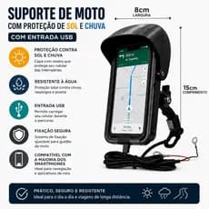 Novo Suporte Impermeável Universal Para Moto Com Entrada Usb e Proteção Contra Sol e Chuva Envio Rapido.
