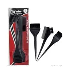 KIT de 3 Peças para Pintura de Cabelos com Pincéis Tingimento Coloração Matização Hidratação