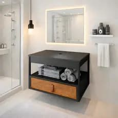 *PROMOÇÃO* Gabinete Armário Para Banheiro Suspenso Harley Com Gaveta e Nicho Organizador Moderno