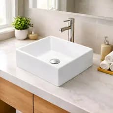 * PROMOÇÃO * Pia Para Banheiro Tulipa Lavabo Apoio Cuba de Sobrepor 30CM em Mármore Branco
