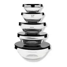 Kit 5 Potes De Vidro Com Tampa Plástica Armazenar Alimentos Tampa Color Cozinha Organização Moderno