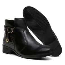 Bota Cano Curto Botinha Feminina Couro Ecológico Moda