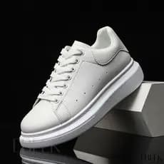 Tenis Masculino Branco Preto Original Casual Sola Alta Aumente 5 cm MCQUEN Envio Imediato