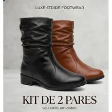 Kit 2 Pares Bota Feminina Cano Enrugado Saltinho Moda Rodeio Blogueira- Oferta!