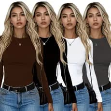 Kit 3 Camisas Térmicas Feminina Proteção Uv 50+ Segunda Pele Camiseta Blusa Fria Academia Manga Longa Inverno Fit