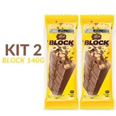Kit 2 Chocolate com Amendoim Block - Arcor 140g