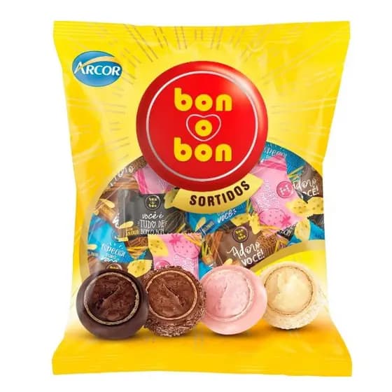 BomBom Sabor Sortido Arcor Bonobon 750g - 50 Unidades  Sabor: Morango, Beijinho, Brigadeiro e Amargo