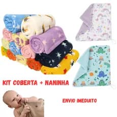 Manta Infantil Cobertor De Bebê 1,00 x 0,80m + Naninha Menina e Menino