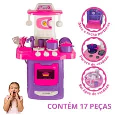 Cozinha Infantil Menina Completa Fogão Forno Pia Sai Água