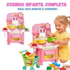 Cozinha Infantil Menina Completa Fogão Forno Pia Carrinho Comidinhas