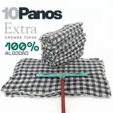 Kit 10 Pano de Chão Xadrez 100% Algodão 70x45 Extra Grande