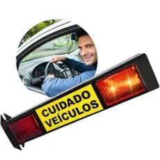 Sinalizador De Garagem Sonoro E Visual Veicular Para Portão Luz De Led Com Fotocélula Preto