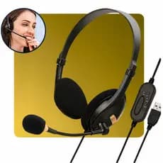 Fone Ouvido Headset com Microfone Flexível Call Center, Telemarketing e Gamer Home Office