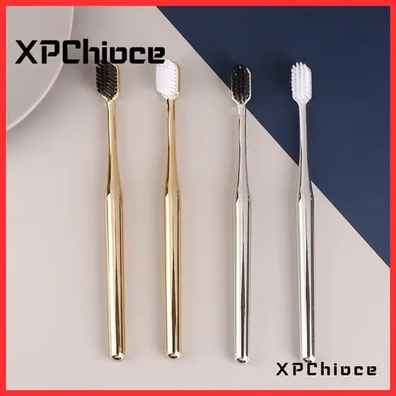 direita 1pc escova de dentes masculina macia feminina adulto prata nova escova dourada