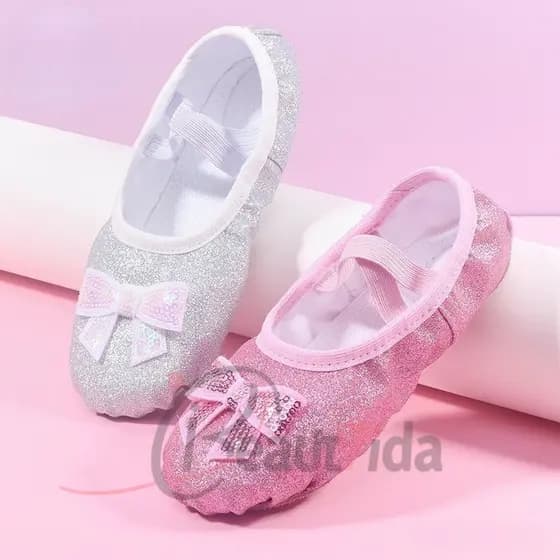 Sapatos Profissionais De Dança Com Sola Macia Glitter Pink Ballet Dance Shoes