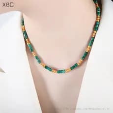 Colar de Pedra Natural Emperor, Corrente para Clavícula Feminina, Versátil e Não Desbotável, Estilo Étnico Vintage