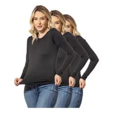 Kit 3 Blusa Térmica Feminino Segunda Pele Peluciada Frio