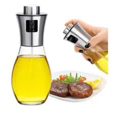 Borrifador de Azeite e Óleo 200ml Spray Cozinha Inox Vidro Air Fryer Salada Prático Pulverizador