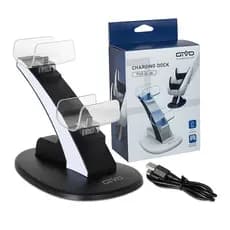Suporte Base Dock Carregador 2 Controles Com Led Ps5