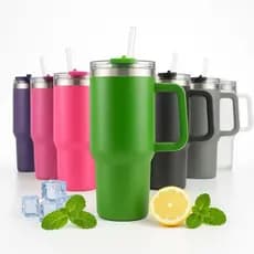 Copo Garrafa Caneca Térmica c/ Alça Tampa e Canudo 1,2 Litros