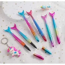 KIT Canetas  Gel ponta fina Criativa Formato de Cauda de Sereia para escolar estudantes