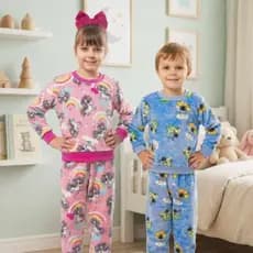 Conjunto Infantil Pelucia Fleece Estampado Inverno Pijama Quentinho conforto divertido Presente