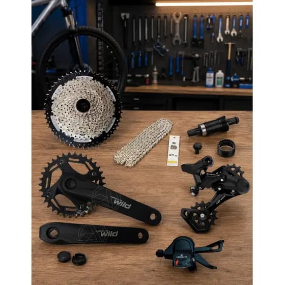 Kit Transmissão Absolute 12v Relação Cambio Alavanca K7 11/52 Pedivela Corrente Mov Mtb