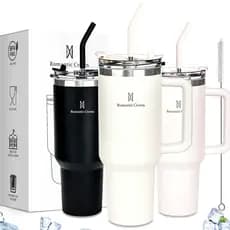 ROMANTIC CROWN Copo Térmico Portátil 1200ml/600ml com Tampa e Canudo Garrafa Térmica Inoxidável À prova de vazamentos