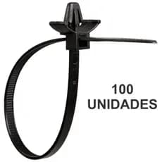 100 Unidades Abraçadeira com Clip de Nylon - Resistente 200 x 4,6 mm