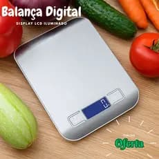 Balança de cozinha Digital Inox 10kg Alta Precisão 1g Nutrição Dieta Receitas