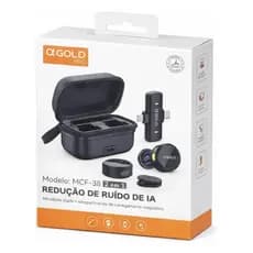 Microfone de Lapela Sem Fio AGOLD MCF-38A 2 em 1 Type-C e Lightning | Cancelamento de Ruído IA | Estojo de Recarga