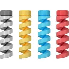 Kit Protetor de Cabo 4 Unidades Silicone Espiral | iPhone USB-C Android Carregador Anti Quebra