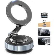 Suporte Celular Magnético Veicular Ventosa Vácuo 360° Dobrável Universal Painel Vidro
