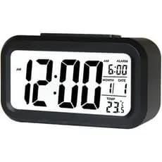 Relógio Digital Despertador LED Mesa Luz Noturna Sensor Temperatura Soneca 12/24h Sem Fio