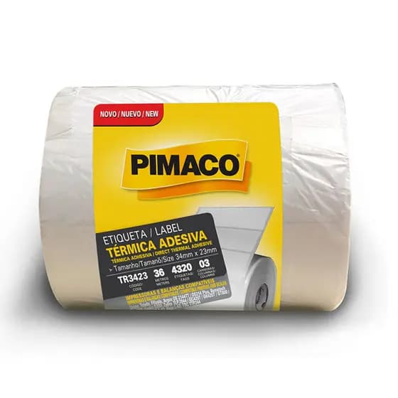 Etiqueta térmica para impressora e balança TR3423 34x23 3 colunas com 4320 etiquetas Pimaco
