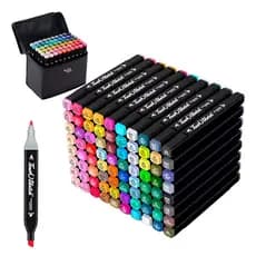 Canetas Marcadoras Ponta Dupla – Kit 24/36/48/120 Cores Com Estojo Organizador