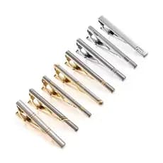 Kit 3 Prendedor de Gravata Slim Masculina Prata e Dourado Luxo