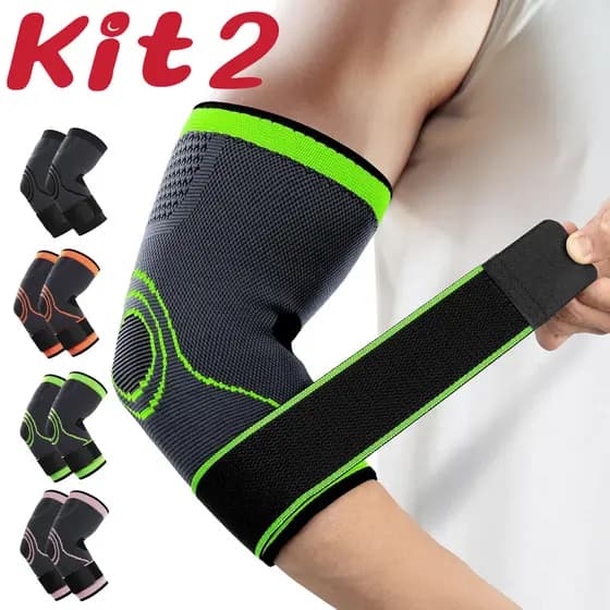 Kit 2 Cotoveleira Ortopédica Ajustável Alta Compressão Para Esportes Academia Fitness Alívio da Dor