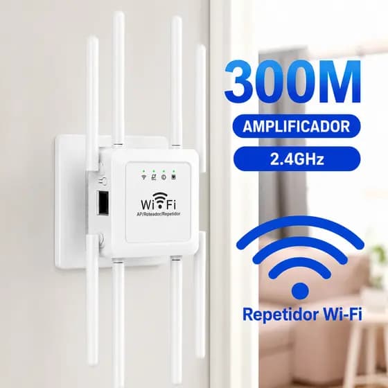 Repetidor WiFi 300Mbps Dual-Band 2.4G Amplificador de Sinal Sem Fio
