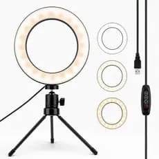 Ring Light 6 Polegadas com Tripé Luz LED para Maquiagem Selfie Live Streaming e Vídeos