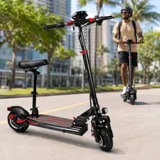 Patinete Elétrico Dobrável com Assento Motor 1200W LED Suspensão App Bluetooth Adulto