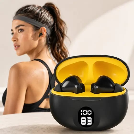 Fone de Ouvido Bluetooth Sem Fio TWS Intra Auricular com Display Digital para Esporte e Gamer