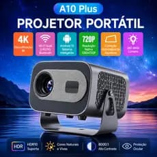 Projetor Android 13 WiFi 6 Bluetooth 5.0 720P HDMI USB Home Theater Portátil